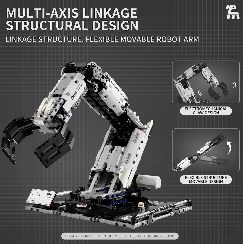 STEM Robotics Kit: TOIMO T2007 Programmable Robot Arm, Lego-compatible Building Blocks with Remote Control & Coding for Kids Ages 8-12+