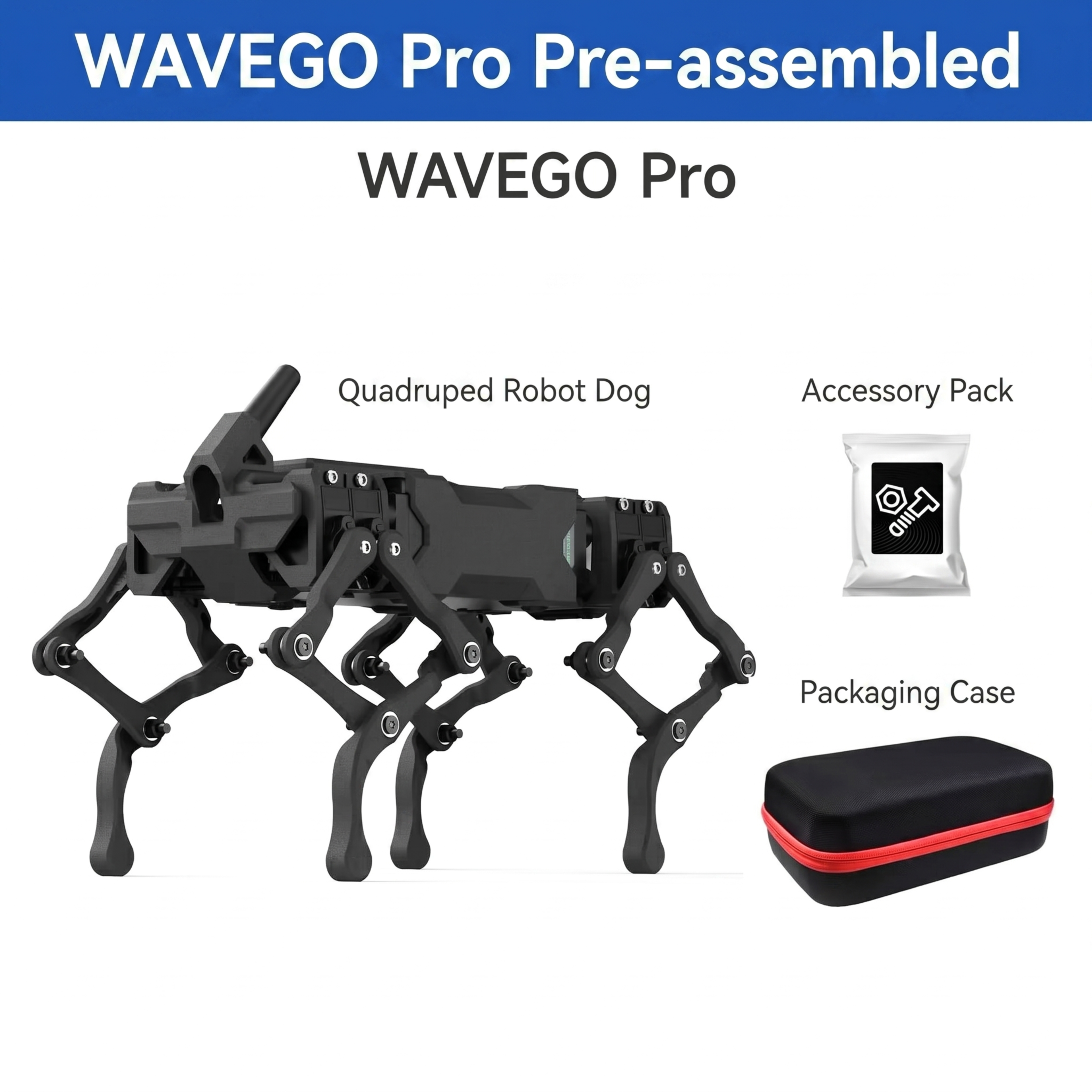 Raspberry Pi 5 Programmable Quadruped Robot Dog - 12-DOF Bionic Pet with Vision & Motion Sensing, Open-Source STEM Kit